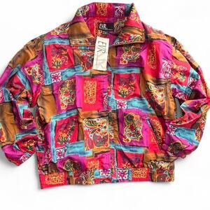 80s vintage multi coloured bomber jacket